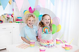 Kids birthday party with cake