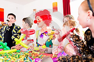 Kids birthday party with clown and lot of noise