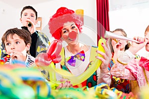 Kids birthday party with clown and lot of noise