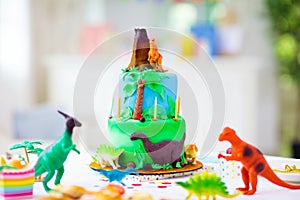 Kids birthday party. Dinosaur theme cake