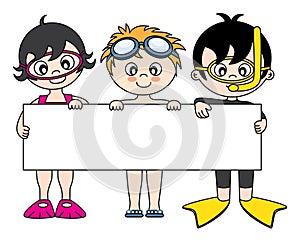 Kids and blank board