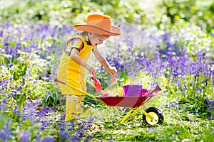 Kids in bluebell garden