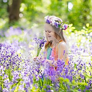 Kids in bluebell garden