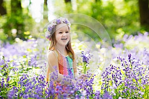 Kids in bluebell garden