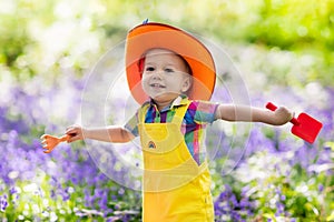 Kids in bluebell garden