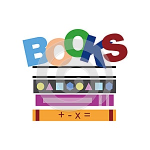kids books design, vector illustration of a pile of books with kids books written on it. eps10 graphics.