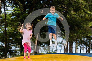 Kids at bouncy pillow photo