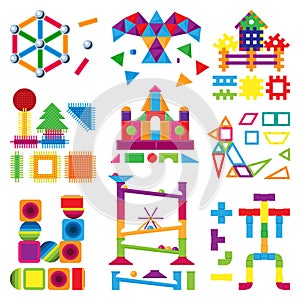 Kids building blocks toy vector baby colorful bricks to build or construct cute color construction in childroom