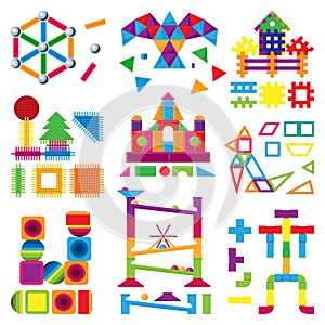 Kids building blocks toy vector baby colorful bricks to build or construct cute color construction in childroom photo