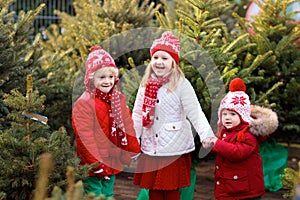 Kids buying Christmas tree