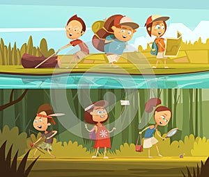 Kids Camping Banners Set