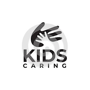 Kids caring hand palm logo design