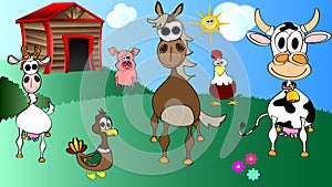 Kids cartoon vector of farm animals