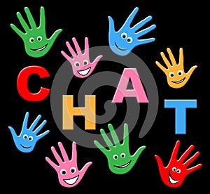 Kids Chat Represents Typing Telephone And Youngsters