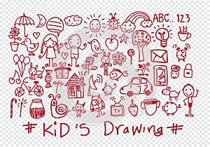 Kids and children's hand drawings photo