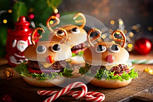 Kids Christmas burger Reindeer Sloppy Joe