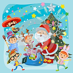 Kids Christmas carnival party vector illustration