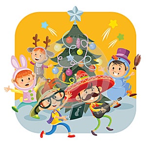 Kids Christmas carnival party vector illustration