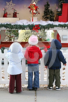Kids at Christmas Display