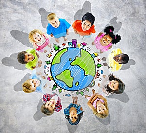 Kids is Circle with Global Map