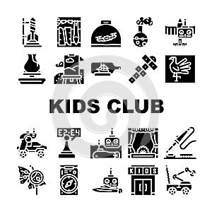 Kids Club Hobby Funny Occupation Icons Set Vector