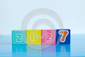 Kids' colorful cube toys with the numbers 2027