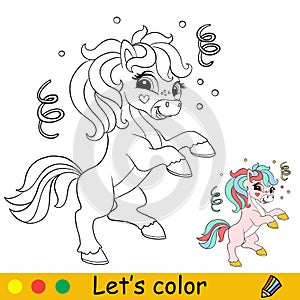 Kids coloring cartoon unicorn character vector illustration 1