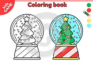 kids coloring page with Christmas snow glass ball