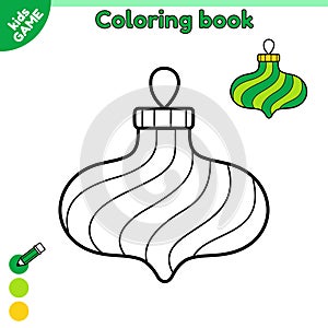 Kids coloring page with Christmas tree decoration