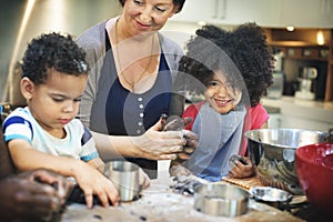 Kids Cooking Baking Cookies Kitchen Concept