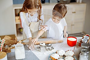 Kids Cooking Baking Cookies Kitchen Concept.
