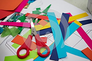 Kids craft session with scissors