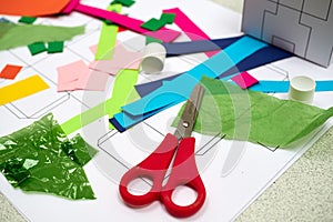 Kids craft session with scissors