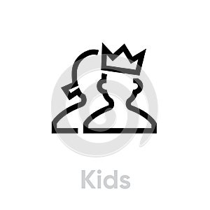 Kids customer icon. Editable line vector.
