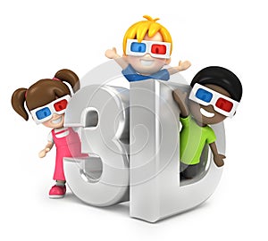 Kids with 3d glass