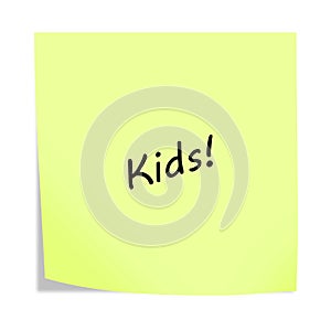 Kids 3d illustration post note reminder on white with clipping path