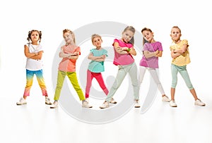 The kids dance school, ballet, hiphop, street, funky and modern dancers photo