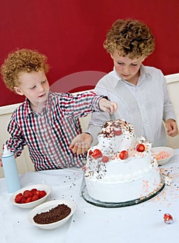 Kids Decorating Cake photo