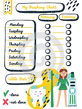 Kids dental brushing chore charts