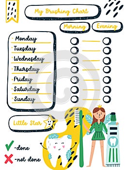 Kids dental brushing chore charts photo