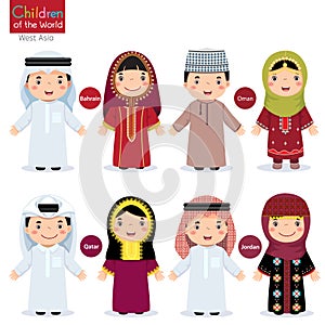 Kids in different traditional costumes (Bahrain, Oman, Qatar, Jo