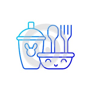 Kids dinnerware gradient linear vector icon