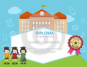 Kids diploma preschool certificate elementary school design