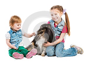 Kids with dog