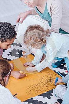 Kids drawing during creative activities