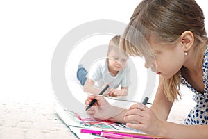 Kids drawing and reading