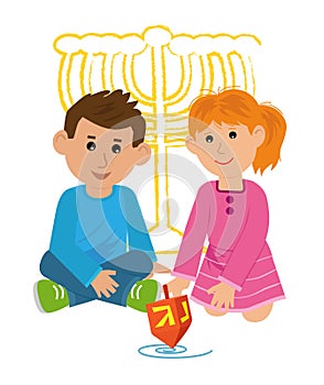 Kids With Dreidel