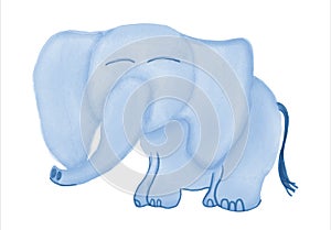 kids elephant watercolor painting isolated white canvas