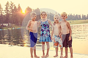 Kids enjoying summer vacation at the lake