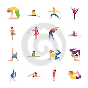 Kids Exercise and Gymnastic Flat Icons Pack Kids Gymnastic Flat Icons Pack